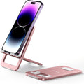 JSAUX Cell Phone Stand, Foldable Aluminum Adjustable Phone Holder for Desk Portable Travel Holder Office Desk Accessories Compatible with iPhone 15 14 13 12 11 Pro Max Samsung S22 S21 A53 Switch Pink MegaBDM