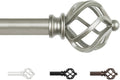 KAMANINA Extendable Curtain Poles Antique Silver 80-148 cm, for Living Room | Adjustable Curtain Pole, Wall Mounted, Metal, 19 mm Diameter, Load 10 KG, with Twisted Cage Finials, Easy Installation MegaBDM