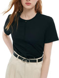 GOELIA Women's T-Shirts Women Summer 100% Cotton Short Sleeve Crew Neck Plain Tops for Women UK Ladies Going Out Top MegaBDM