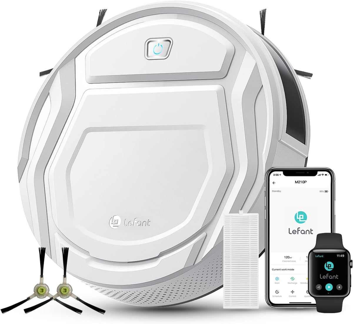 Lefant M210 Robot Vacuum Cleaner, 2200Pa Strong Suction, 7.8cm Thin 28cm DIA, Automatic Self-Charging Small Robotic Vacuums, Wi-Fi/App/Alexa Control, Ideal for Pet Hair Hard Floor and Carpet MegaBDM