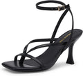 DREAM PAIRS Women's Low Kitten Heels Strappy Design with Lace Up Open Square Toe Thong Ankle Strap Shoes Fashionable Sexy Sylvestra Heeled Sandals for Dressy Occasions MegaBDM