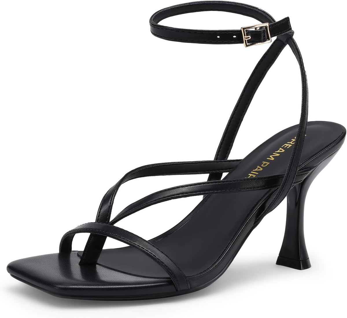 DREAM PAIRS Women's Low Kitten Heels Strappy Design with Lace Up Open Square Toe Thong Ankle Strap Shoes Fashionable Sexy Sylvestra Heeled Sandals for Dressy Occasions MegaBDM