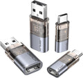 JSAUX USB Data Blocker & USB C Data Blocker (4-Pack), Transparent Type A & Type C Data Blocker Only for Charge, Protect Against Juice Jacking, Refuse Hacking Provide Safe Charging MegaBDM