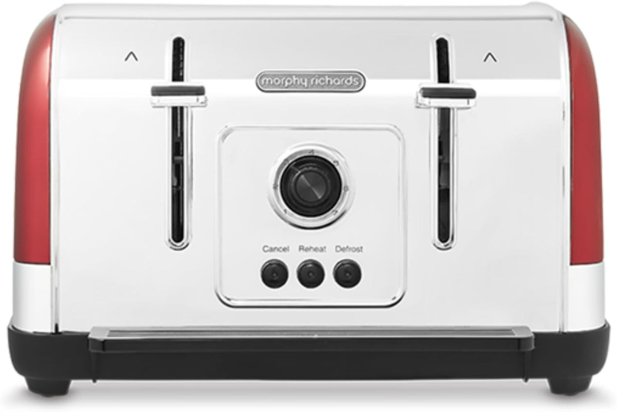 Morphy Richards Venture Red 4 Slice Toaster - Defrost Setting - High Lift Feature - 240133 MegaBDM