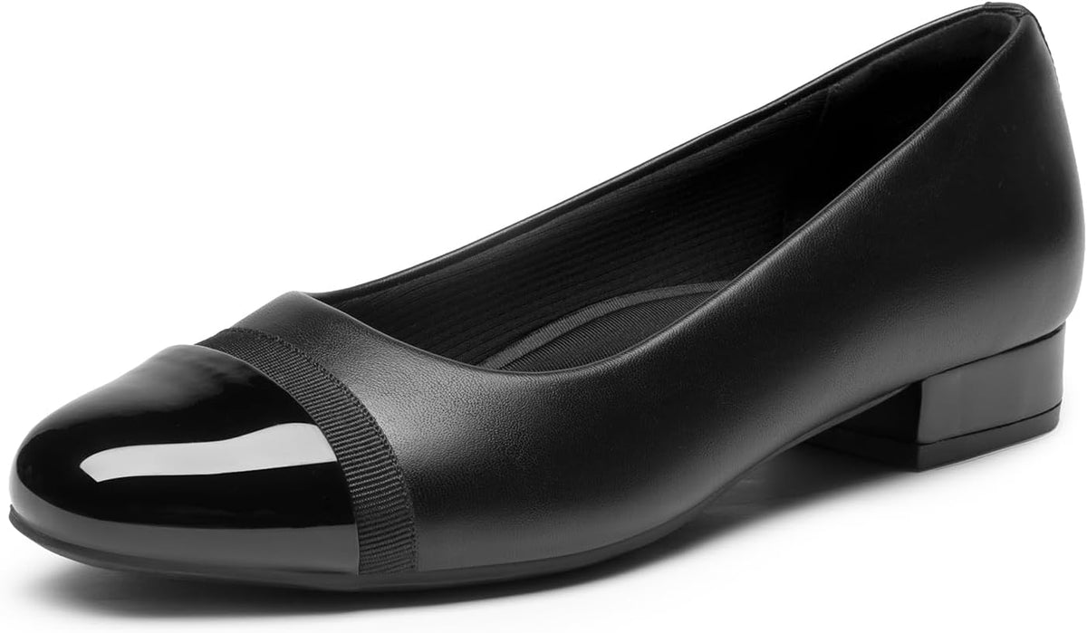 DREAM PAIRS Women's Pumps Low Chunky Closed Toe Heels for Women Comfortable Casual Slip-On Dress Shoes for Wedding Work Office Party MegaBDM
