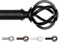 Black Curtain Rods for Windows 80 to 304, USFOOK 22 mm Adjustable Curtain Poles, Decorative Drapery Pole with Brackets, Twisted Cage Finials MegaBDM
