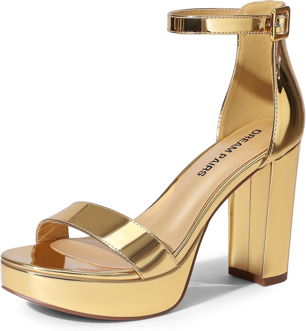DREAM PAIRS Women's Platform Chunky High Heeled Sandals Open Toe Block Heels Ankle Strap Dress Shoes for Wedding Party Evening MegaBDM