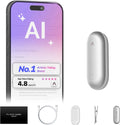 AI Voice Recorder, PLAUD NotePin Voice Recorder, App Control, AI Notetaker, AI Transcribe & Summarize, Support 112 Languages, 64GB Memory, Audio Recorder for Lectures, Meetings, Lunar Silver MegaBDM