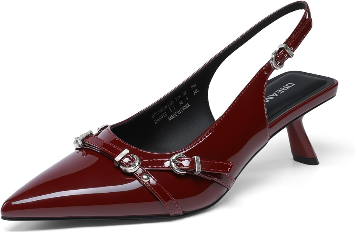 DREAM PAIRS Women's Low Kitten Heels Slingback Closed Pointed Toe Comfortable Dressy Pumps Wedding Party Casual Elegant Dress Shoes MegaBDM