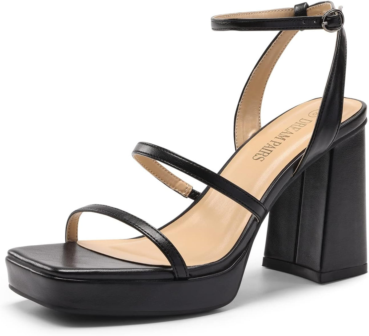 DREAM PAIRS Women's Platform Strappy Heels Open Toe Ankle Strap Square Party Sandals Y2K Dress Shoes MegaBDM