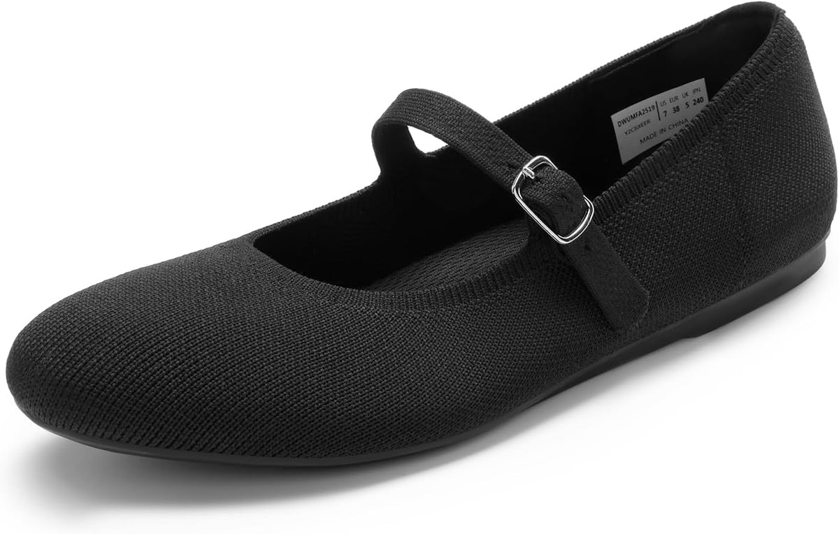 DREAM PAIRS Women's Mary Jane Ballet Flat Shoes Dressy Foldable Knit Flats with Arch Support Comfortable for Casual Work Office MegaBDM