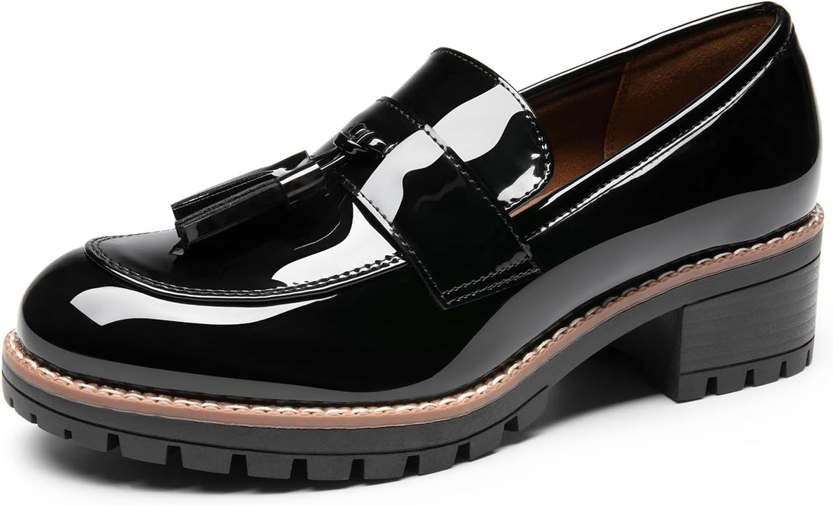 DREAM PAIRS Womens Loafers, Slip On Platform Chunky Penny Heeled Lug Sole Loafers for Women Dressy and Work, Business Casual Shoes for Women MegaBDM