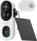 BOTSLAB Solar Powered Doorbell Camera Wireless, Video Doorbell Wireless No Monthly Fee, IP66 Door Bell for Home Security, 2K Head-to-Toe View, Local Storage, Angle Mount, 2.4Ghz WiFi, 5200mAh Battery MegaBDM