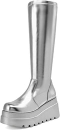 DREAM PAIRS Women's Knee High Boots Platform Heel Round Toe Side Zipper Fashion Long Tall Goth Boots MegaBDM