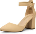 DREAM PAIRS Women's Closed Pointed Toe High Chunky Heels Pumps Ankle Strap Dress Shoes for Wedding Office Party, 3 Inches MegaBDM