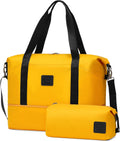 COOLIFE Travel Duffel Bag, Weekend Bags for Women with Trolley Sleeve and Toiletry Bag, Ryanair Cabin Bags 40x30x20 cm (Yellow/Black, 2 Piece Set) MegaBDM