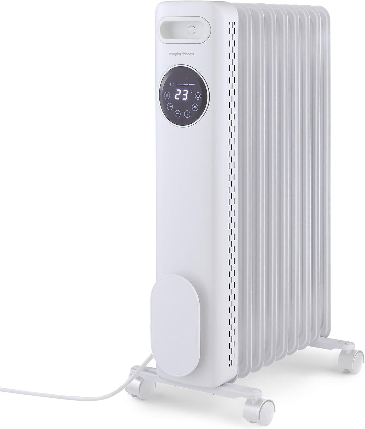 Morphy Richards HeatFlux Digital Oil Filled Radiator 2000W, Remote Control, 20m2 Coverage, LED Digital Touch Panel, Eco Mode, Personalised Warmth, Timer, Auto Switch Off, Cord Storage, White, 827751 MegaBDM