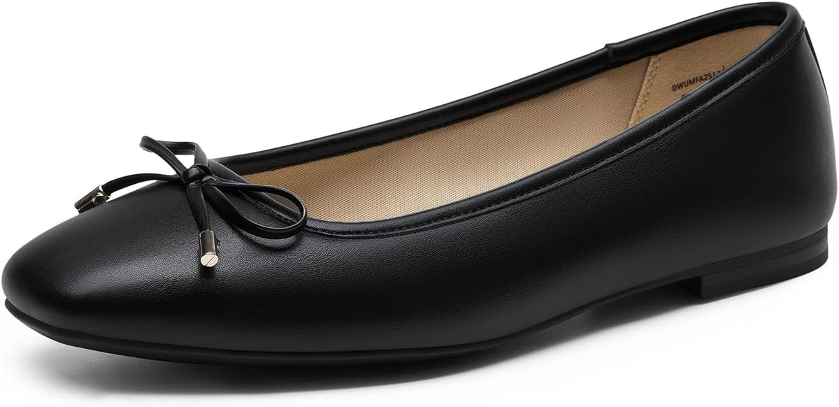 DREAM PAIRS Women's Flats Square Toe Ballet Flats Comfortable Casual Ballerina Flat Dress Shoes with Bow Suitable for Dressy Business Casual Work Office MegaBDM