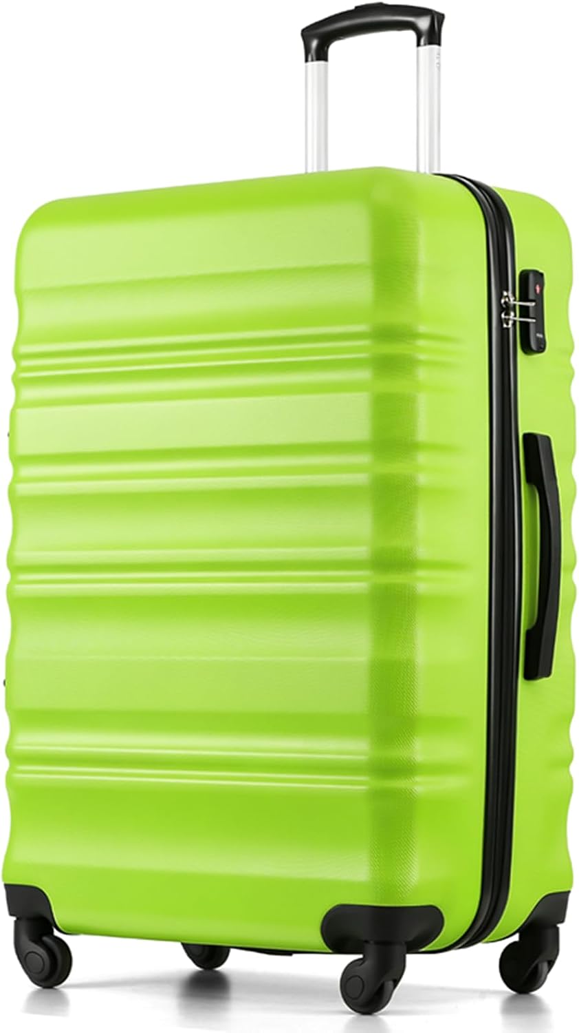 COOLIFE 24 Inch Medium Suitcase – Hard Shell Lightweight ABS+PC Luggage with 360° Silent Wheels & TSA Lock for Studying Abroad, Cruises & International Travel,Green MegaBDM