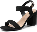 DREAM PAIRS Women's High Chunky Heels Square Toe Block Ankle Strap Dress Comfort Sandals, Black Nubuck, 10 MegaBDM