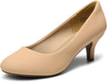 DREAM PAIRS Women's Dress Comfortable Low Heel Pump Shoes, Nude-nubuck, 9 Wide MegaBDM