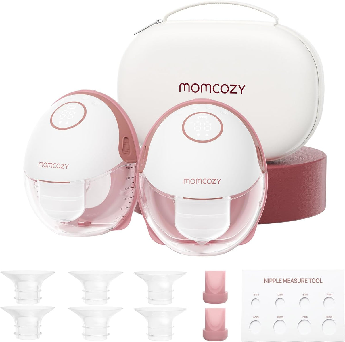 Momcozy M6 Breast Pump Hands Free Mobile Style, Wearable Breastfeeding Pump Ideal Rhythm for More Milk, DoubleFit Flange More Fit & Discreet with 3 Modes & 9 Levels, 24mm(2 Count, Cozy Red) MegaBDM