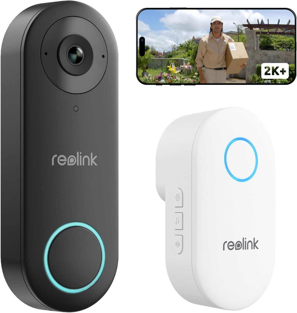 Reolink 2K+ Wired Security Video Doorbell Camera with Chime Kit, 2.4/5 GHz Wi-Fi Connectivity, Human Detection, App Alert, Video Call, 2-Way Audio, Local Storage, Home Hub Compitable, No Monthly Fee MegaBDM
