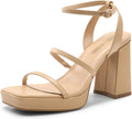 DREAM PAIRS Women's Platform Strappy Heels Open Toe Ankle Strap Square Party Sandals Y2K Dress Shoes MegaBDM