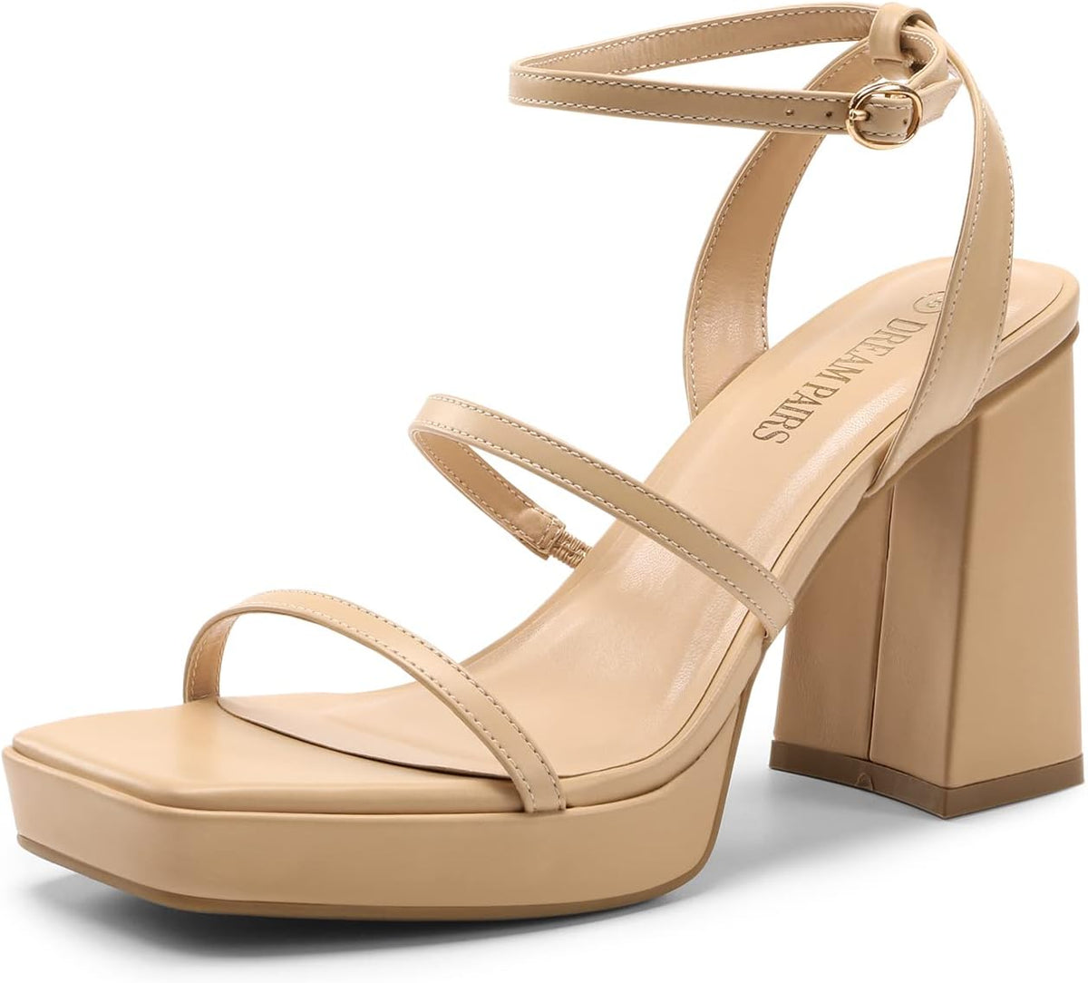 DREAM PAIRS Women's Platform Strappy Heels Open Toe Ankle Strap Square Party Sandals Y2K Dress Shoes MegaBDM