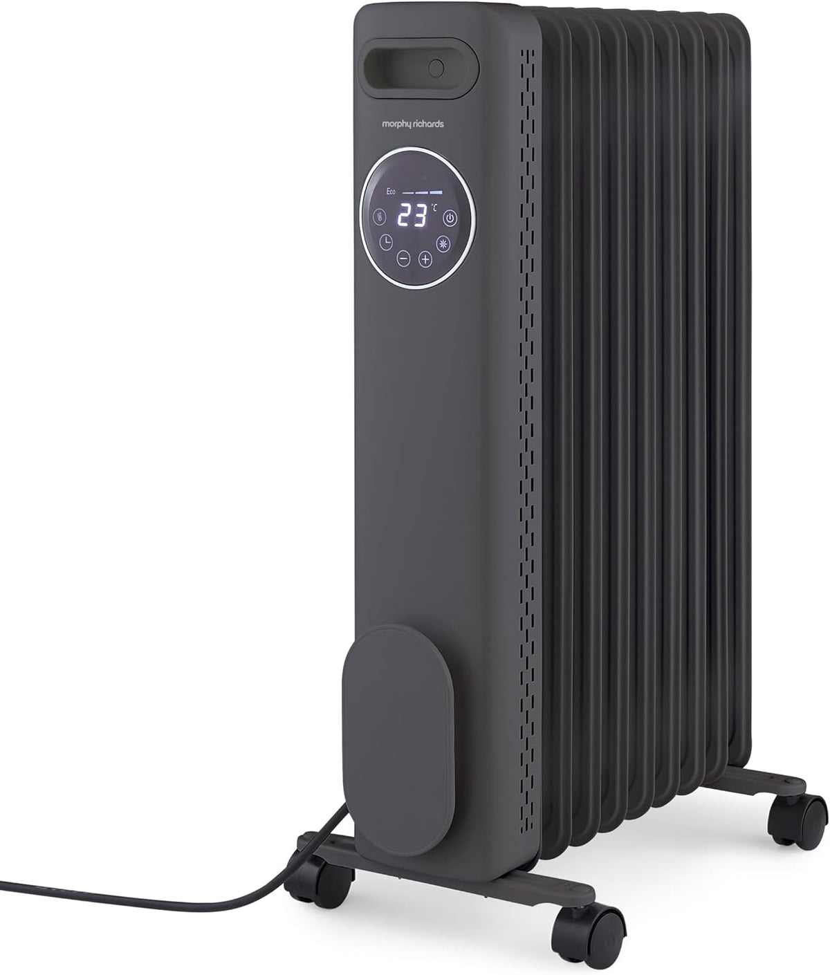 Morphy Richards HeatFlux Digital Oil Filled Radiator 2000W, Remote Control, 20m2 Coverage, LED Digital Touch Panel, Eco Mode, Personalised Warmth, Timer, Auto Switch Off, Cord Storage, Grey, 827752 MegaBDM