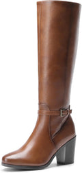 DREAM PAIRS Women's Knee Length Boots Comfortable Block Heel with Side Zip MegaBDM