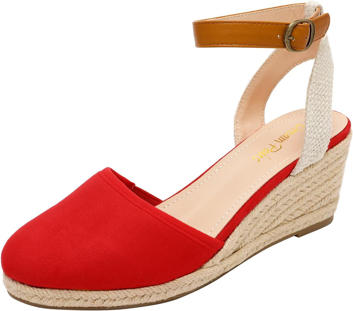 DREAM PAIRS Women's Ankle Strap Closed Toe Espadrille Wedge Heels Sandals MegaBDM