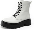 DREAM PAIRS Women's Platform Combat Ankle Boots Fashion Lace-up Short Booties with Lug Sole and Side Zipper MegaBDM