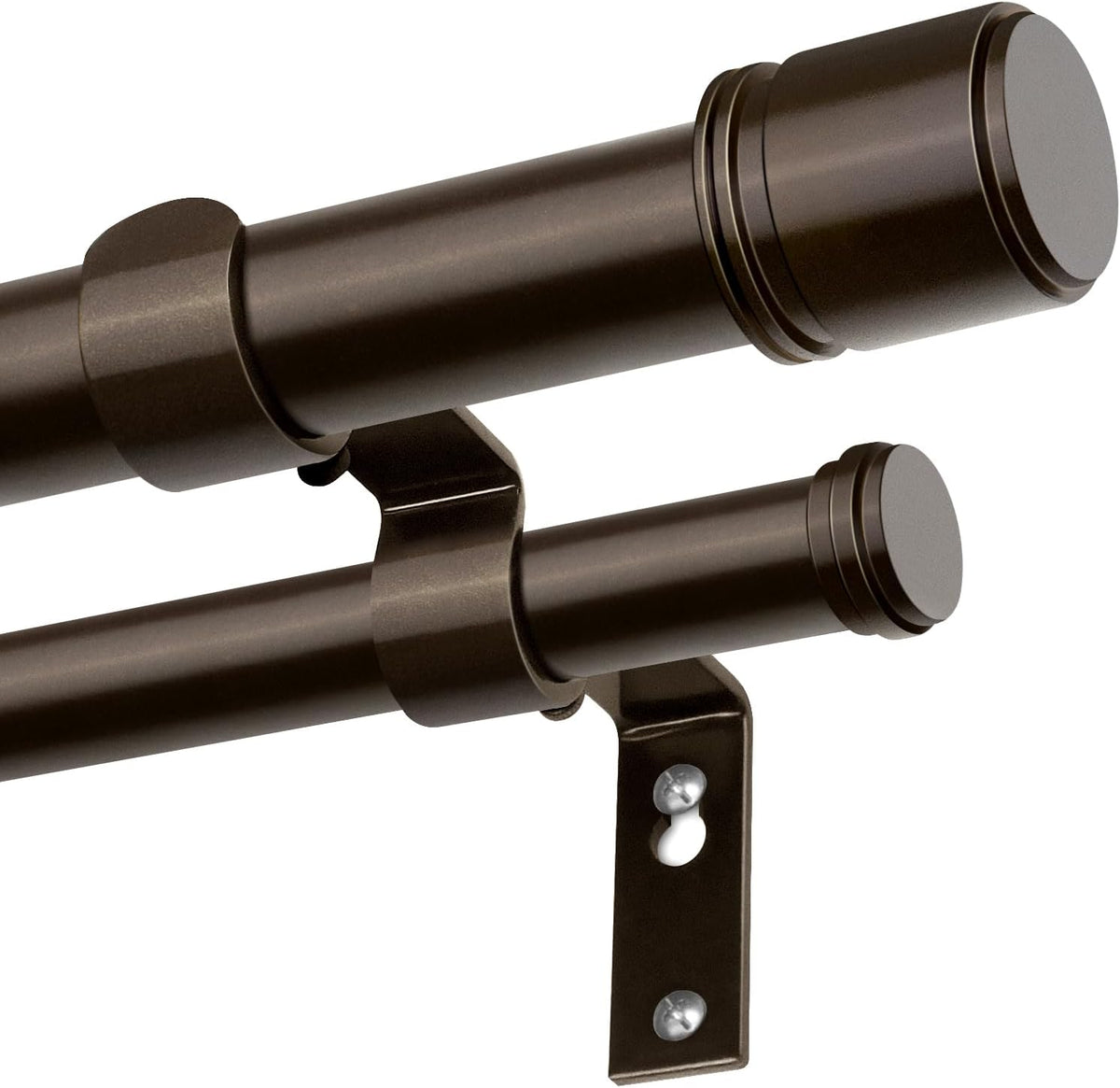BOLITE Double Curtain Pole Bronze 90-182 cm, 25 mm Extendable Curtain Pole | Metal Double Curtain Rail, Heavy Duty, Wall Mounted, Easy to Install, with Brackets and Ends, for Door, Living Room, Bedroom MegaBDM