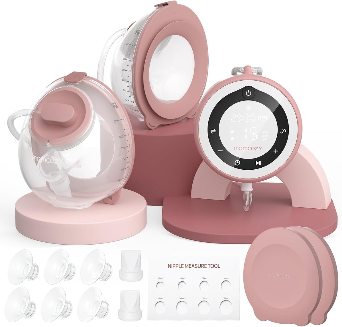 Momcozy V1 Pro Breast Pump, Hands Free Portable Electric Pump with 300mmHg Suction, 3 Rhythms and 15 Levels, Leak Proof DoubleFit Flange, 2300mAh Battery MegaBDM