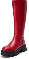 DREAM PAIRS Knee High Boots, Comfortable Chunky Platform Round-Toe Side Zip Boots for Women MegaBDM