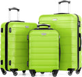 COOLIFE 3 Piece Luggage Set Suitcase ABS+PC Hardshell Lightweight Durable with 360°Rubber Spinner Wheels YKK Zipper Telescopic Handle TSA Lock for Family Travel Apple Green MegaBDM