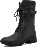 DREAM PAIRS Women's Lace up Mid Calf Combat Riding Military Fur-Lined Boots Fall Winter Shoes MegaBDM