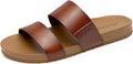 DREAM PAIRS Women's Open Toe Slides Sandals | Minimal double-strap design, cushioned arch support insole, flat reliable traction outsole, durable lightweight MegaBDM
