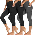 3 Packs Leggings with Pockets for Women, Soft High Waisted Tummy Control Workout Yoga Pants, 3 Pack Black,black,dark Gray, Large-X-Large MegaBDM
