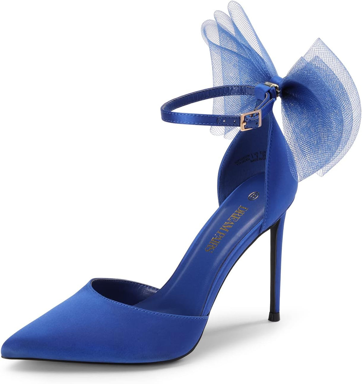 DREAM PAIRS Women's High Heels Strappy Closed Toe Stiletto Pointed Toe Mesh Bows Ankle Strap D'Orsay Sexy Dress Wedding Party Pumps Shoes MegaBDM