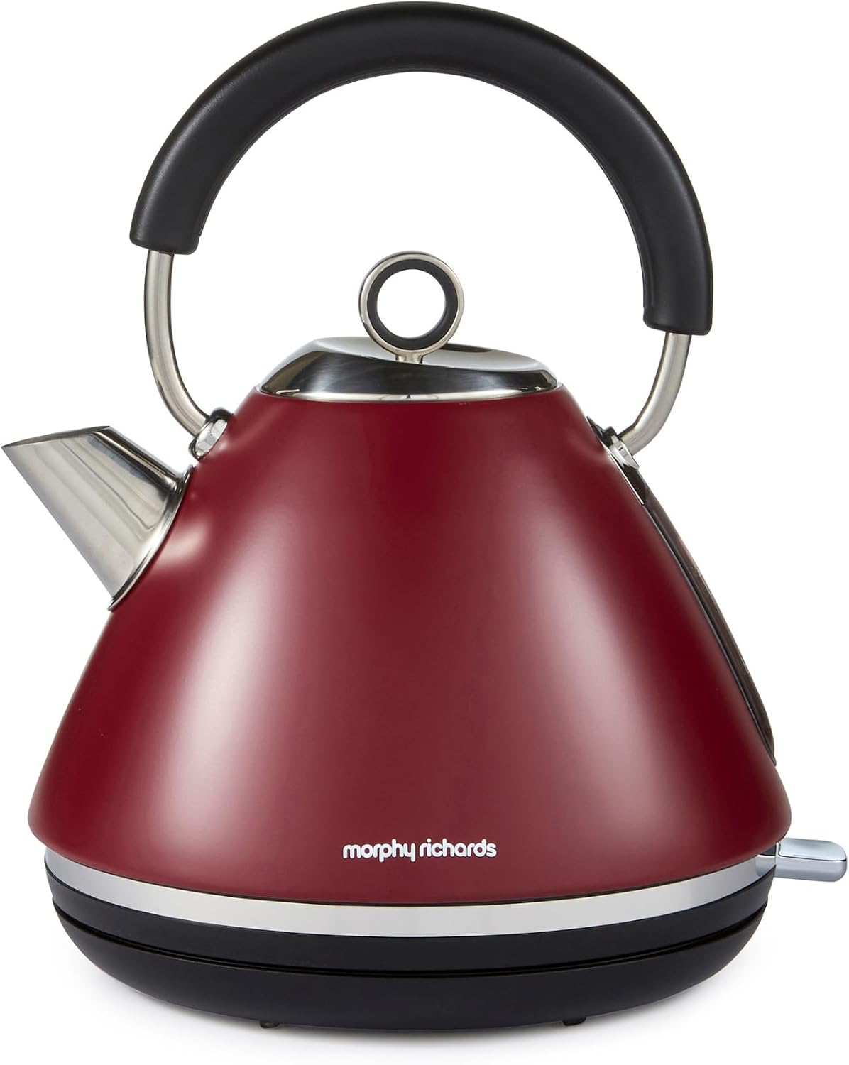 Morphy Richards Accents Pyramid Kettle, 1.5L, 3KW Rapid Boil, 360 Base, Removable Limescale Filter, Easy View Window, Ring Pull, Rhubarb, 102051 MegaBDM