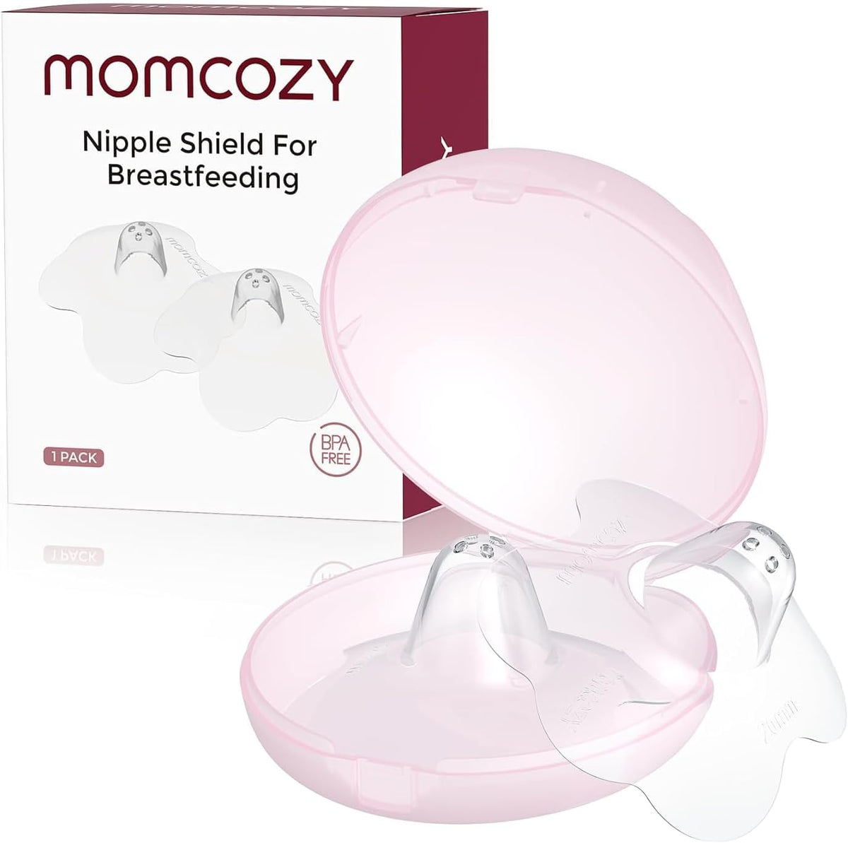 Momcozy Nipple Shield, Floral Contact Nipple Shield for Breastfeeding Moms with Flat or Inverted Nipples, Made Without BPA/BPS (1 Pair, 17mm) MegaBDM