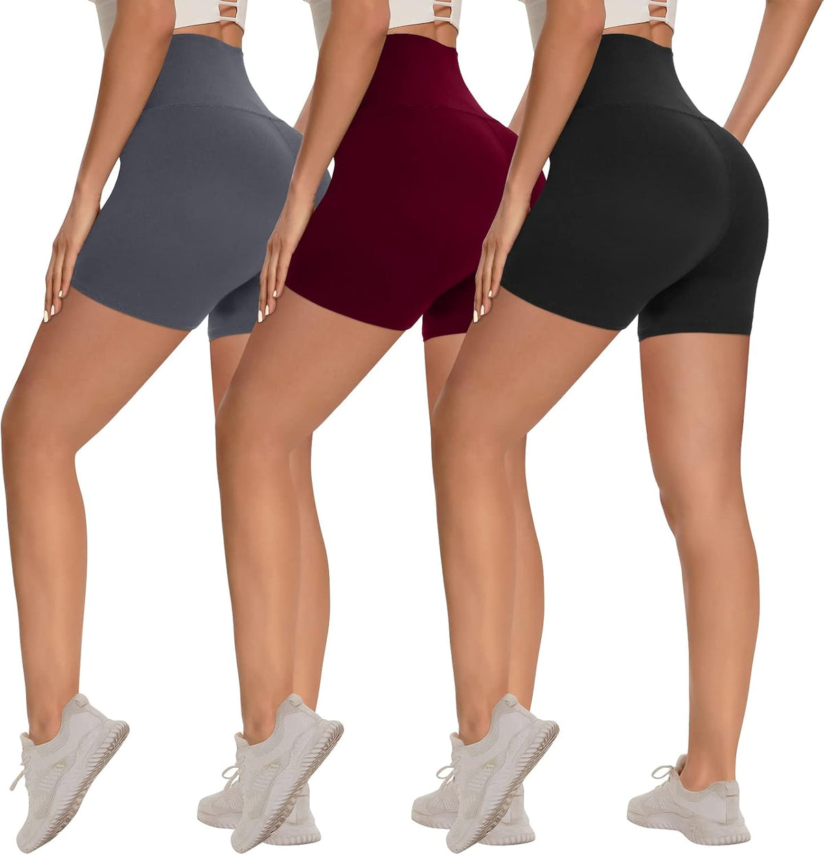 3 Pack Biker Shorts for Women – 8"/ 5"/ 3" Buttery Soft High Waisted Tummy Control Workout Yoga Running Athletic Shorts MegaBDM