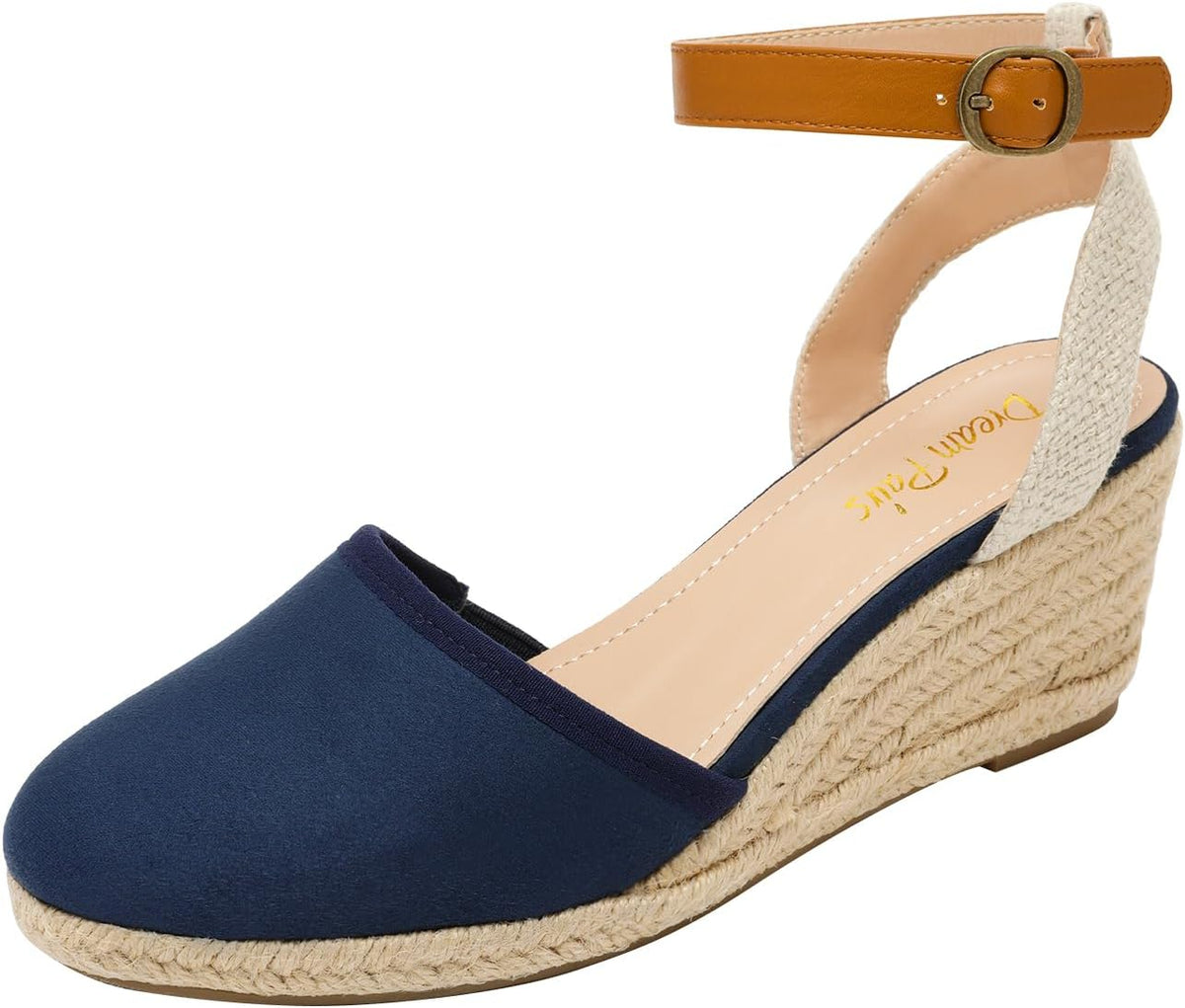 DREAM PAIRS Women's Ankle Strap Closed Toe Espadrille Wedge Heels Sandals MegaBDM
