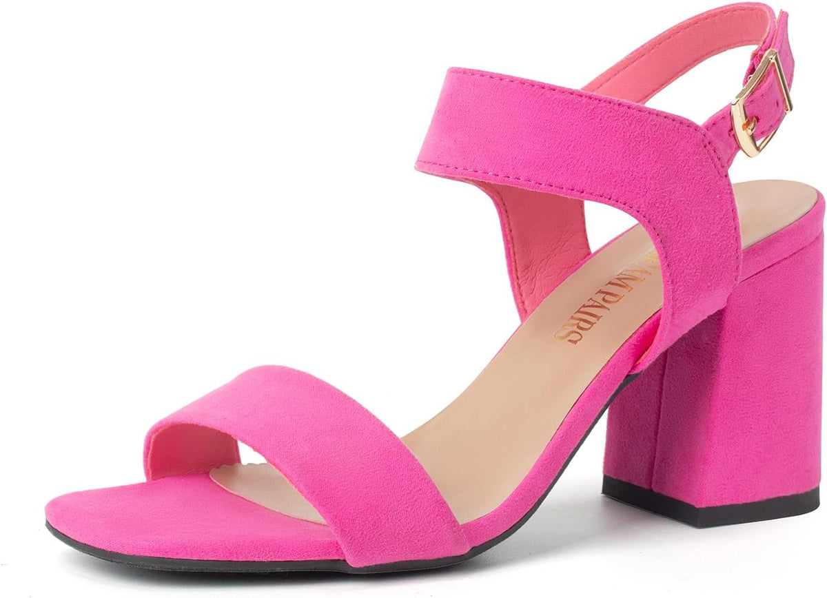 DREAM PAIRS Women's High Chunky Heels Square Toe Block Ankle Strap Dress Comfort Sandals, Black Nubuck, 10 MegaBDM