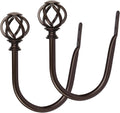 USFOOK Bronze Curtain Holdbacks, 2 Pack Curtain Tie Backs for Curtains | U-Shaped Modern Curtain Holders for Wall, with Twisted Cage Finials, for Fixed Curtain or Hanging Items, 2 Pack/1 Pair MegaBDM