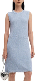 GOELIA Women's Summer Bodycon Knit Mini Dress Textured Multicolor Jacquard Striped Short Sleeve Crew Neck Casual Dresses MegaBDM