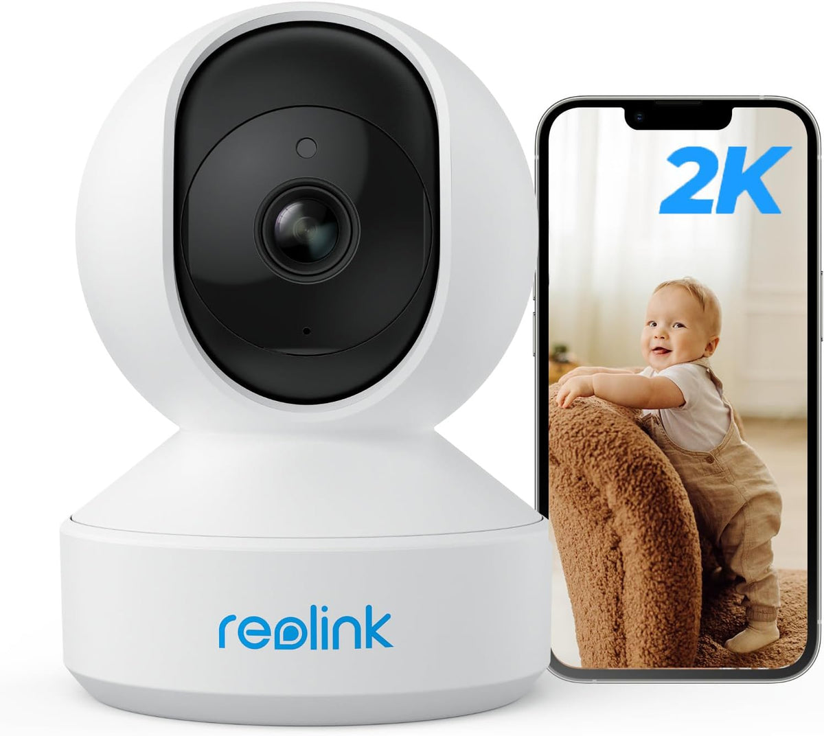 Reolink 3MP WiFi Indoor Security Camera, 2.4GHz WiFi CCTV IP Camera, Nanny Baby Monitor With Pan Tilt/IR Night Vision/2-Way Audio/Motion Detection, Remote Viewing, E1 MegaBDM