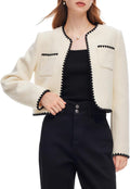 GOELIA Wool Blend Tweed Blazers for Women Business Casual Knit Blazer Cropped Jacket for Women MegaBDM